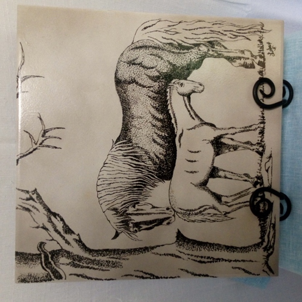 Hand Crafted Mare & Foal Painted Tile Ceramic Equine Equus Original Wall Art